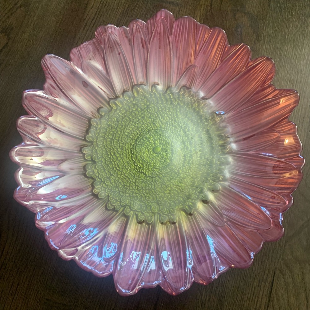 PINK FLOWER GLASS BOWL